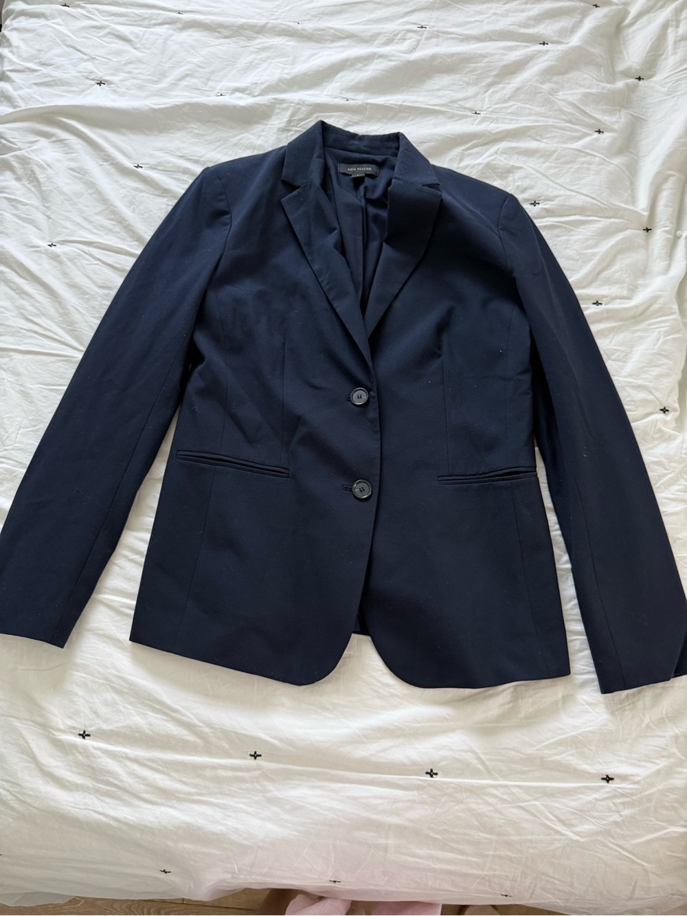 Ann Taylor Navy Tailored Two-Button Blazer